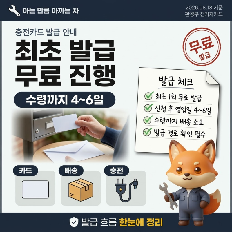 환경부전기차카드 최초 1회 무료 발급, 수령까지 영업일 4~6일