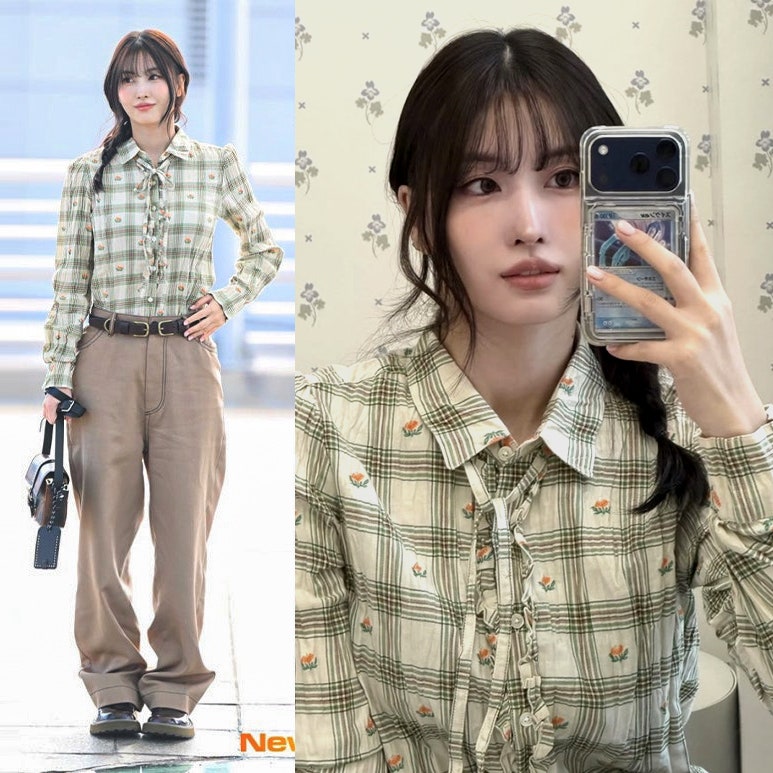 블라우스는 예쁜데 왜 어색하지? 트와이스 모모 공항패션 아쉬운 이유