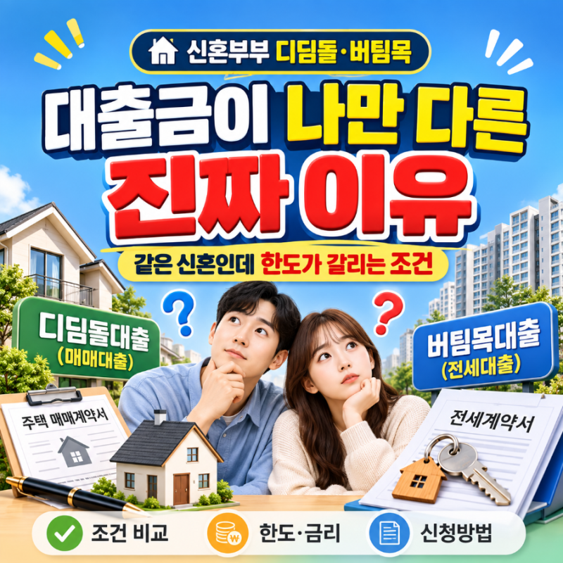 ⭐신혼부부 디딤돌대출 버팀목대출, 나만 왜 덜 받을까? 한도 3.2억 2.5억 가르는 조건의 정체?