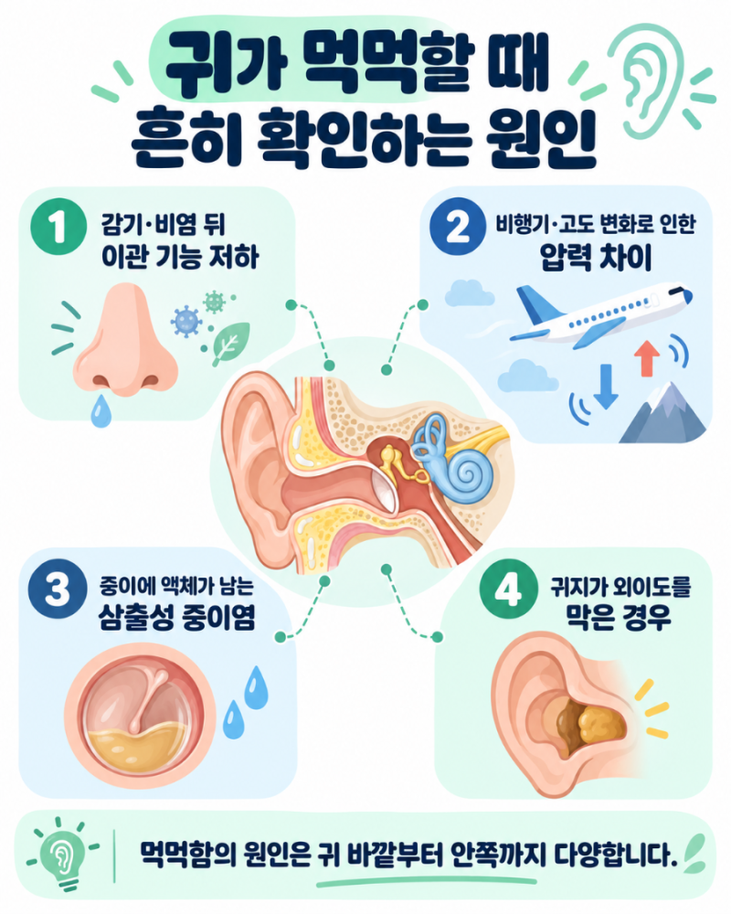 귀가 먹먹한 이유｜한쪽만 막힌 느낌이 계속될 때 확인해야 할 신호