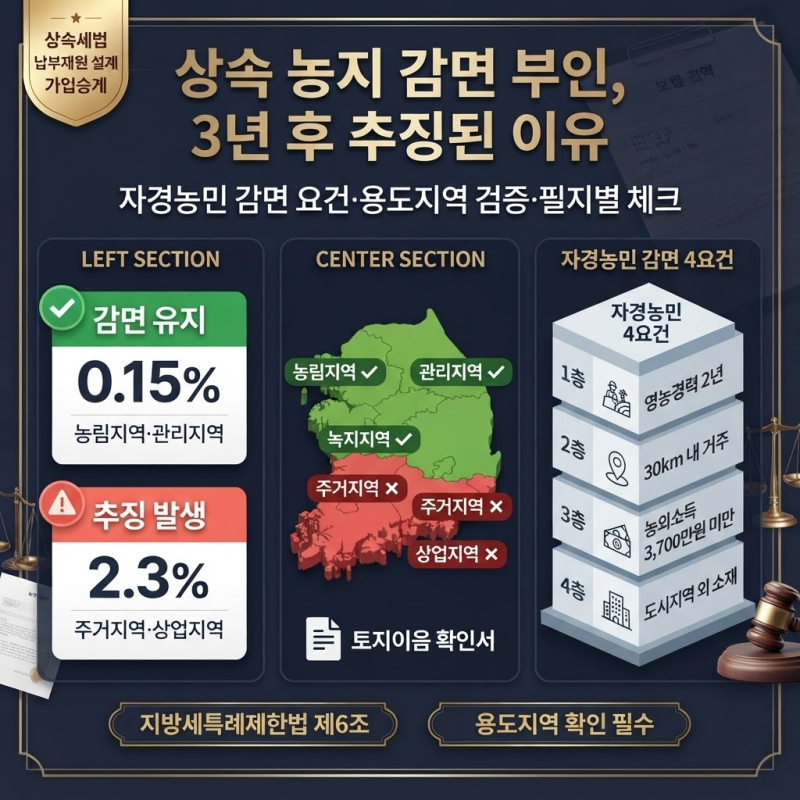 상속받은 농지 취득세 감면, 3년 만에 추징된 이유｜자경농민 감면 요건·용도지역 확인법·....