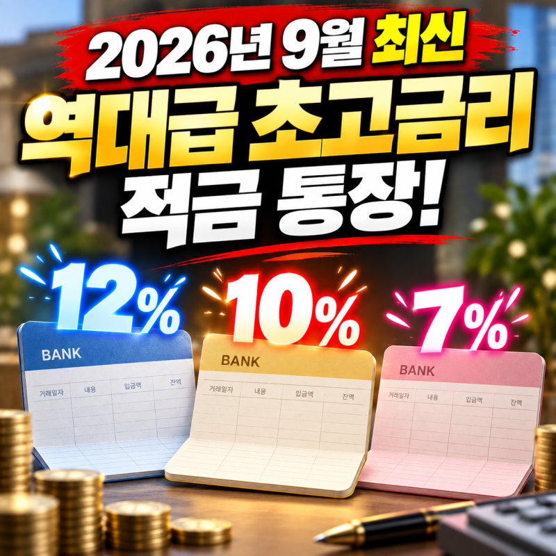 고금리 적금 추천 2026년 9월 최고 10% 이상 조건·활용법 정리
