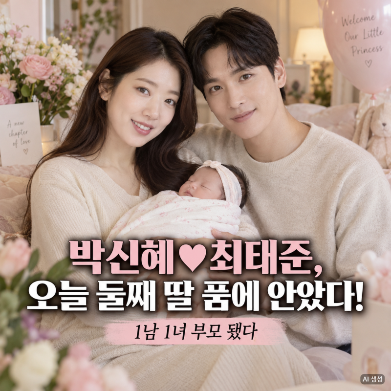 박신혜♥최태준, 오늘 둘째 딸 품에 안았다! 1남 1녀 부모 됐다