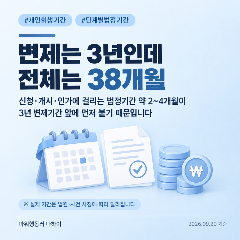 개인회생 기간, 변제 3년인데 왜 38개월일까? 단계별 법정기간 정리