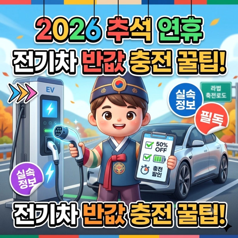 2026 추석 연휴 전기차 충전요금, 낮 11시14시 최대 50% 할인 총정리 (자가용, 공공, 민간, 고속도....