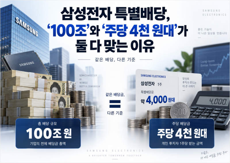 삼성전자 특별배당, "100조"와 "주당 4천 원대"가 둘 다 맞는 이유