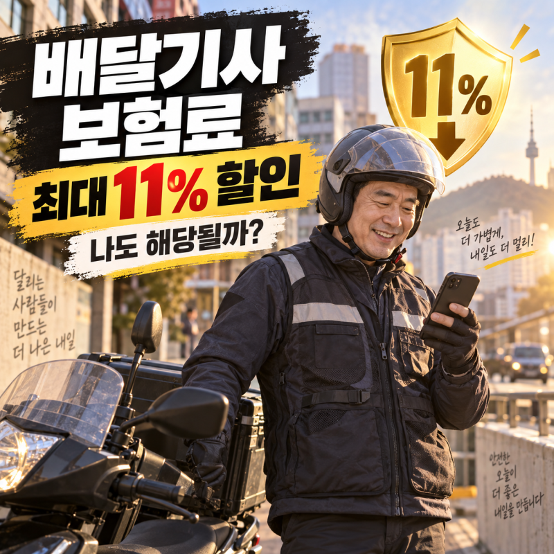배달기사 보험료 최대 11% 할인, 그냥 지나치면 손해? 대상·조건 확인