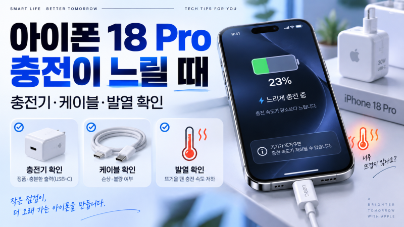 아이폰 18 Pro 충전이 느릴 때｜충전기·케이블·발열 확인