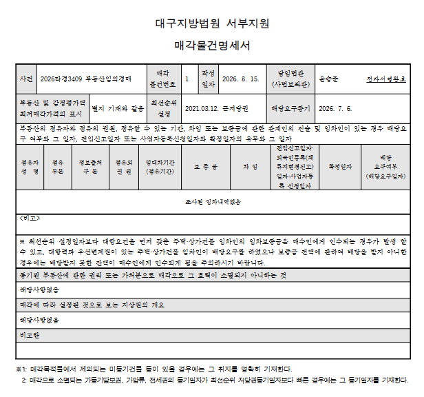 대구 달서구 진천역계룡리슈빌 아파트 경매 1회 유찰 4억 2070만원대 2026타경3409 사진 10