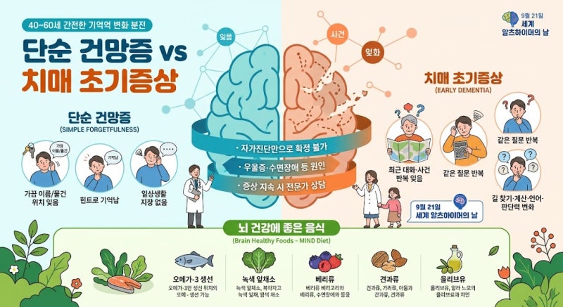 단순 건망증과 치매 초기증상 차이｜같은 질문 반복할 때 검사받아야 할까