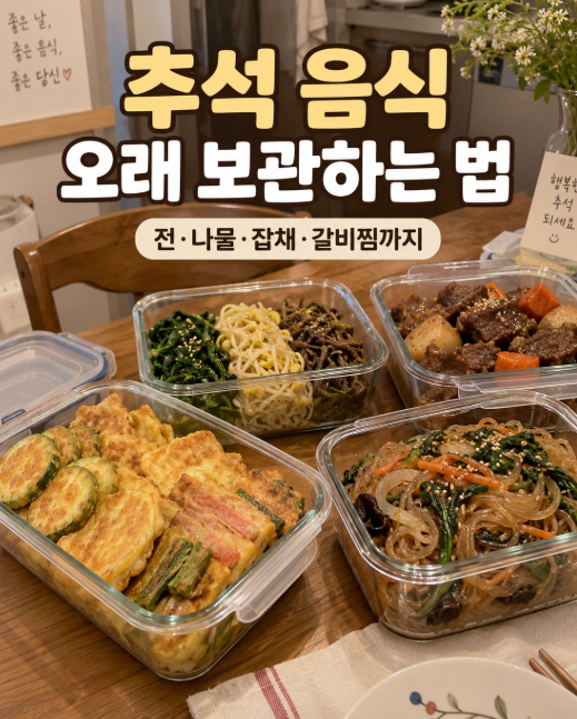 추석 음식 오래 보관하는 법｜전·나물·잡채·갈비찜 냉장 냉동 보관 총정리