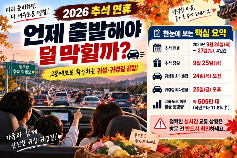 2026 추석 귀성길·귀경길 정체 예상시간표