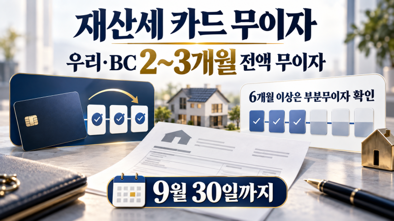 2026년 9월 재산세 카드 무이자 할부, 우리·BC 2~3개월 가능
