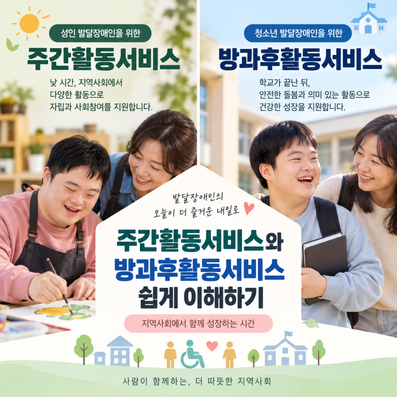 발달장애인 주간활동서비스와 방과후활동서비스 쉽게 이해하기