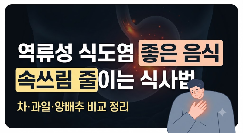 역류성 식도염 좋은 음식 속쓰림을 줄이는 식사법과 피해야 할 음식 비교 정리 (+차, 과일, 바....