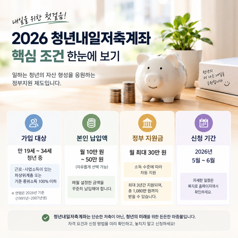 2026 청년내일저축계좌 가입조건과 지원금｜신청 전에 확인할 것