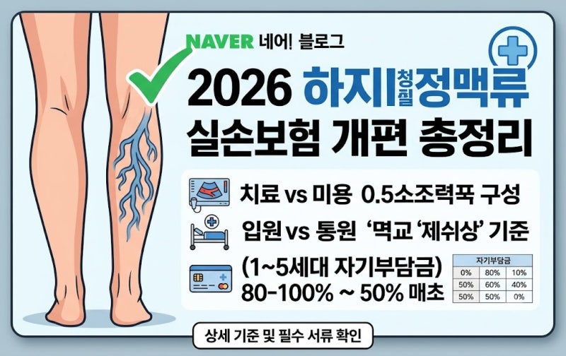 2026년 기준 하지정맥류 실손보험 적용 기준 총정리 (급여/비급여 & 입원 판단 기준)