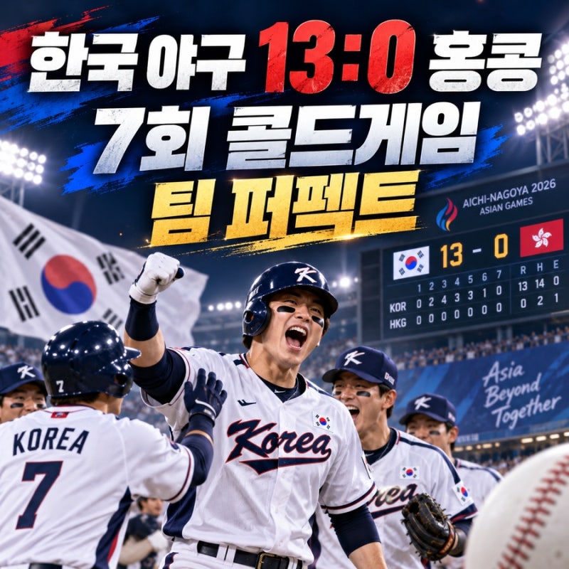 한국 야구 홍콩 13대0 콜드게임 승리, 아시안게임 결과·다음 태국전 일정
