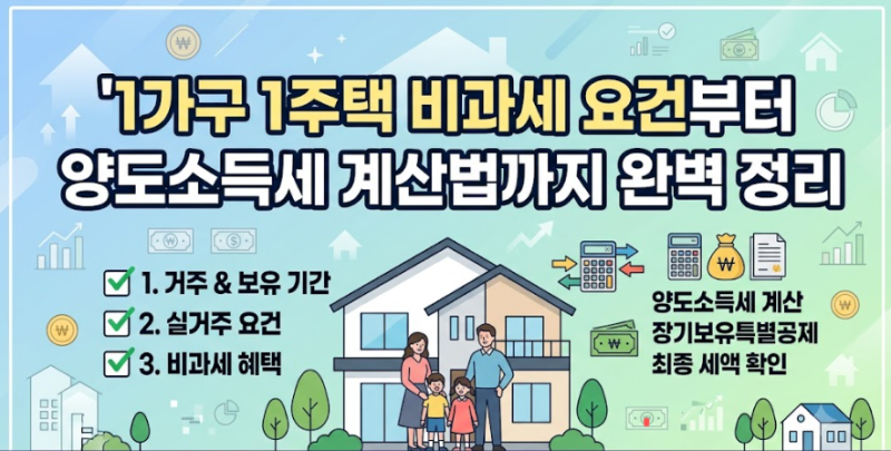 1가구 1주택 비과세 요건부터 양도소득세 계산법까지 완벽 정리!