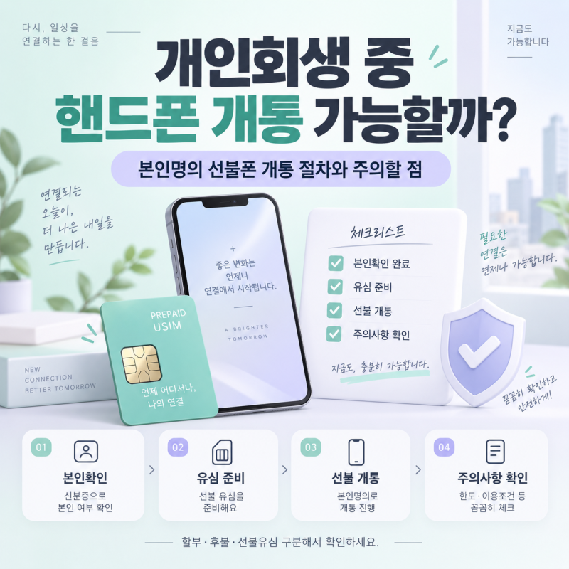 개인회생 중 핸드폰 개통 가능할까? 본인명의 선불폰 개통 절차와 주의할 점
