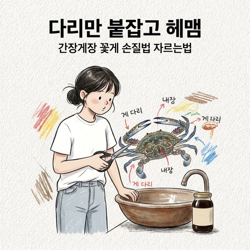 다리만 붙잡고 헤맴 간장게장 꽃게 손질법 자르는법 다리 먹는법 내장 제철 시기
