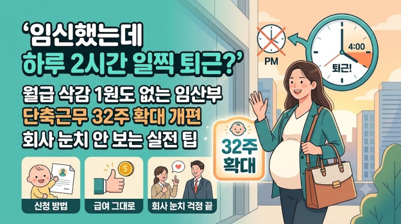 "임신했는데 하루 2시간 일찍 퇴근?" 월급 삭감 1원도 없는 임산부 단축근무 32주 확대 개편과 ....