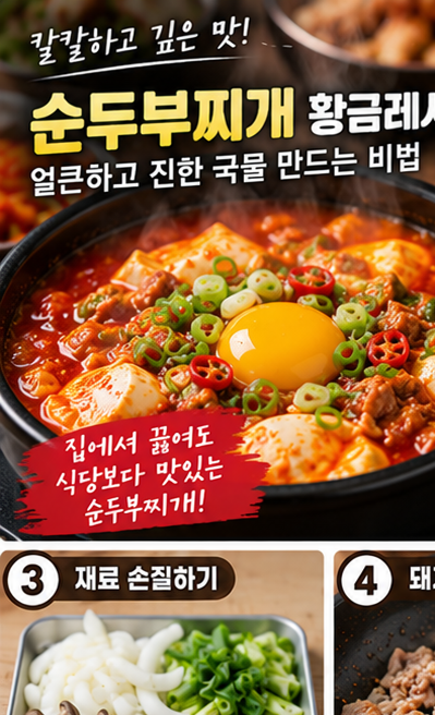순두부찌개 황금레시피｜얼큰하고 진한 국물 만드는 비법
