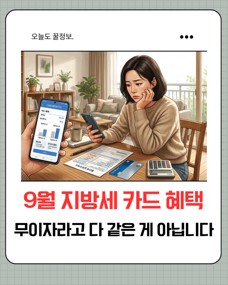 9월 지방세 카드 납부 혜택, 무이자라고 다 같은 게 아닙니다