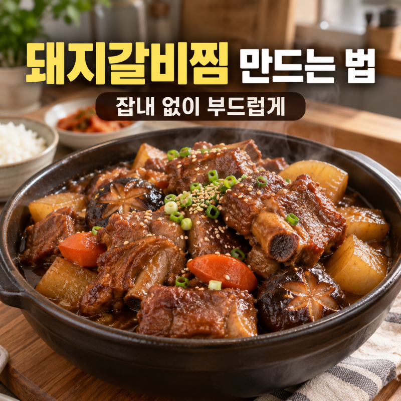 "돼지갈비찜 만드는 법" 잡내 없이 부드럽게 만드는 양념과 조리 순서