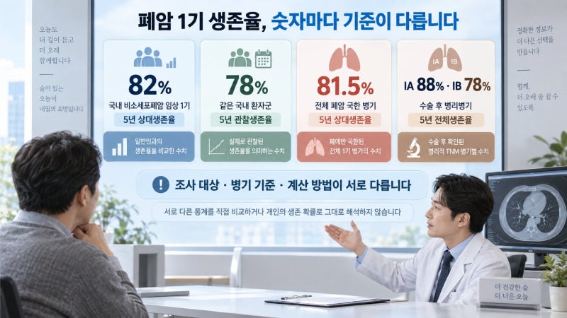 폐암 1기 생존율, 왜 78~88%로 다를까? 국내 통계와 병기 기준