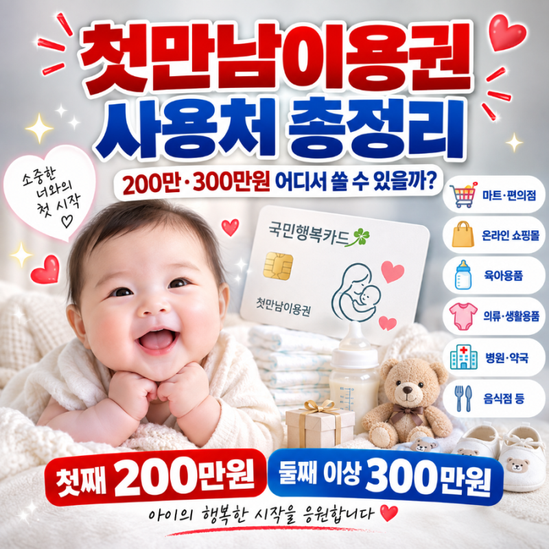 첫만남이용권 사용처 총정리｜200만·300만원 어디서 쓸 수 있을까?