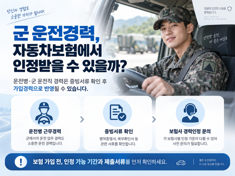 군 운전경력과 장기렌터카 운전경력을 자동차보험에서 인정받는 방법