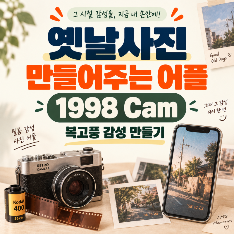 옛날사진 만들어주는 어플 추천｜1998 Cam으로 복고풍 감성사진 만드는 방법