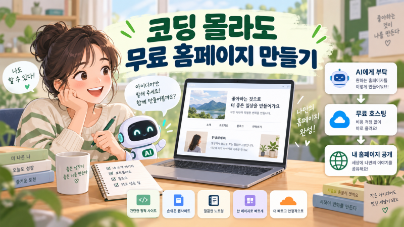 코딩 몰라도 무료 홈페이지 만들기｜구글 사이트부터 AI·깃허브까지 5가지 방법