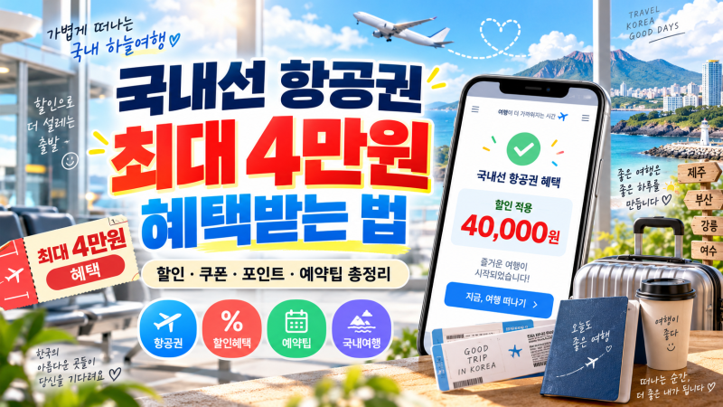2026 국내선 항공권 최대 4만원 혜택받는 법｜대상 노선·기간 총정리