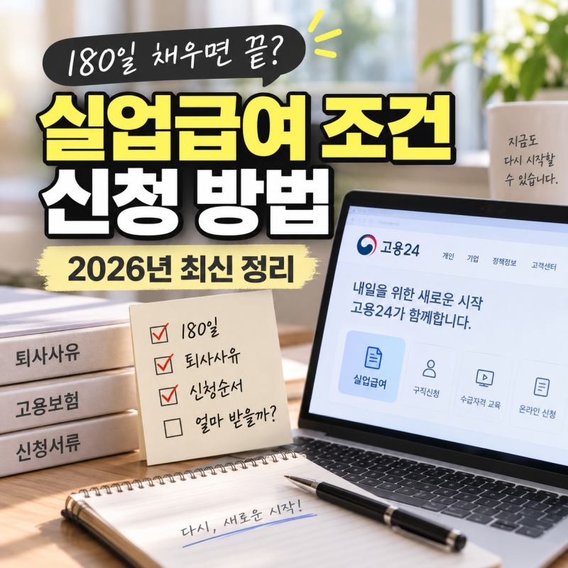 실업급여 180일만 채우면 될까? 2026 조건·신청 순서 달라지는 부분