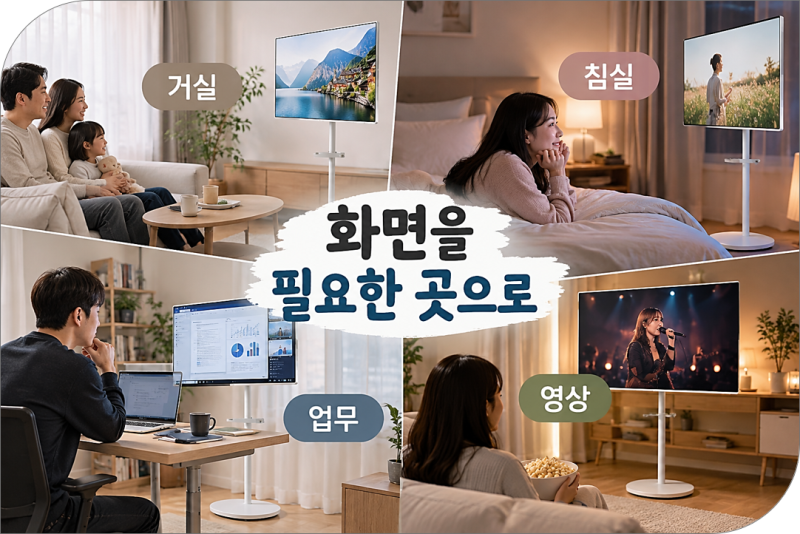 거실 TV가 불편해 이동식 화면을 찾는다면, 와이드뷰 V3 QLED·LG 스탠바이미 라이트·삼성 스마....