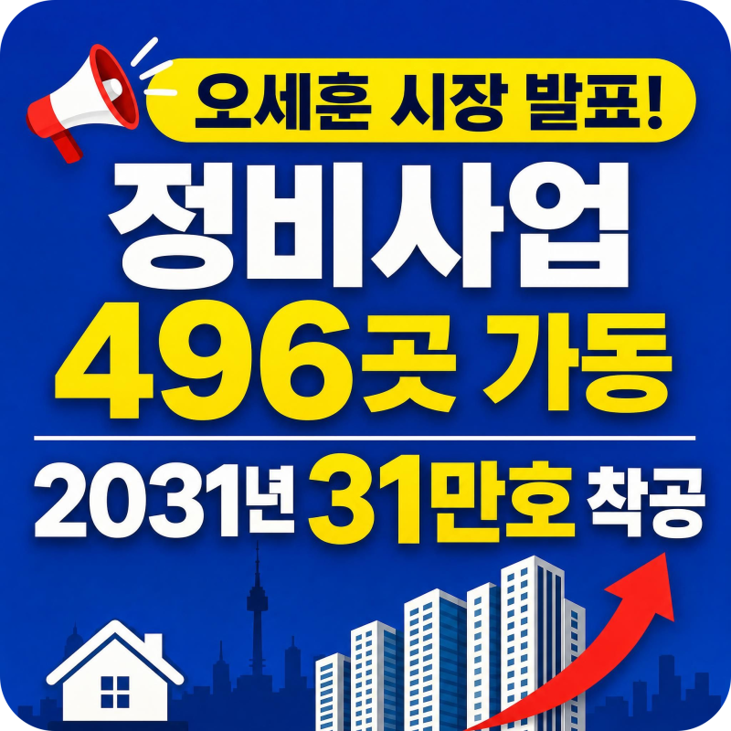 [서울시 주택정책] 오세훈 시장 발표! 정비사업 496곳 가동 & 2031년 31만호 착공