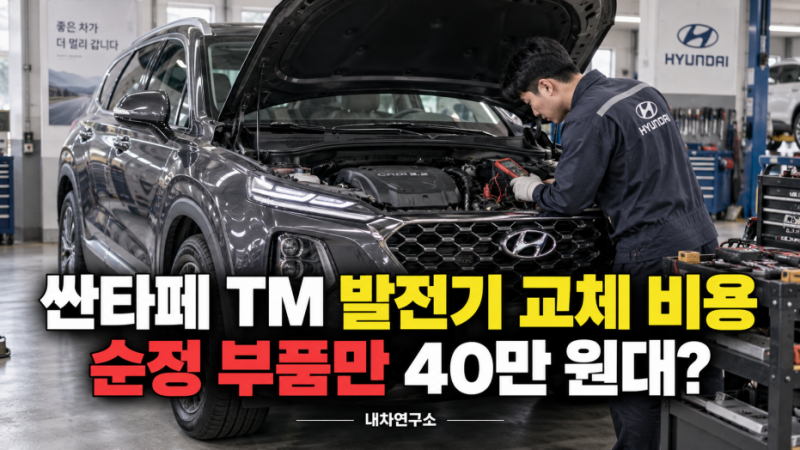 싼타페 TM 발전기 교체 비용, 순정 부품만 40만 원대인데 총견적은 얼마일까?