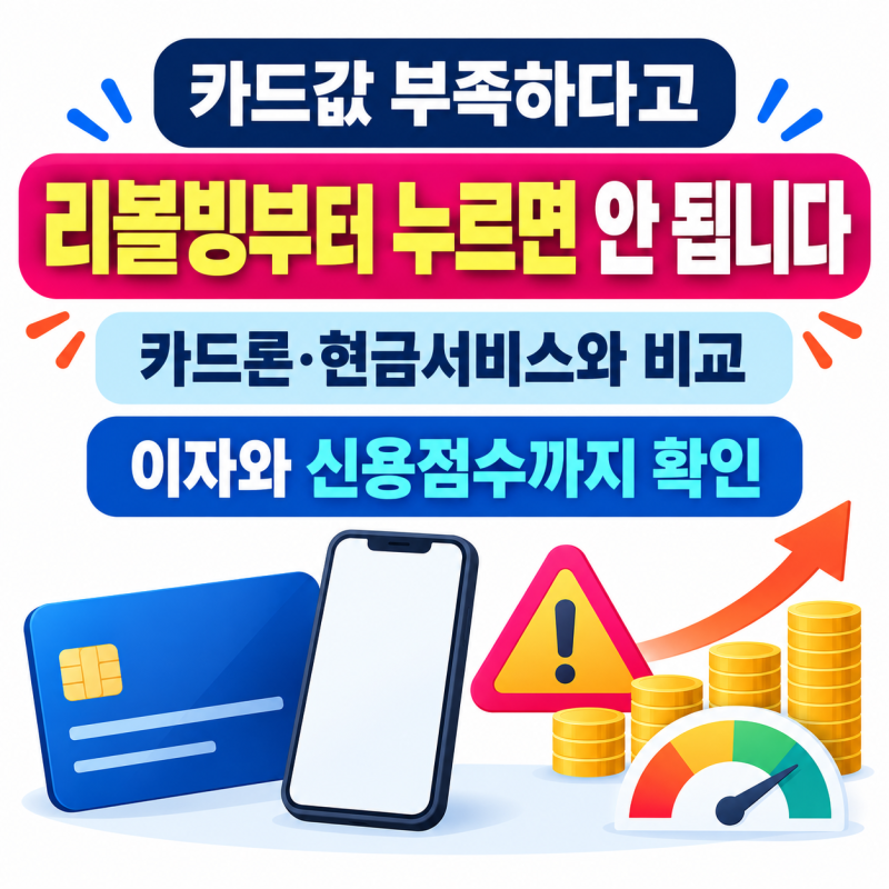 카드값 부족하다고 리볼빙부터 누르면 안 됩니다 ★ 카드론·현금서비스와 이자·신용점수 ....