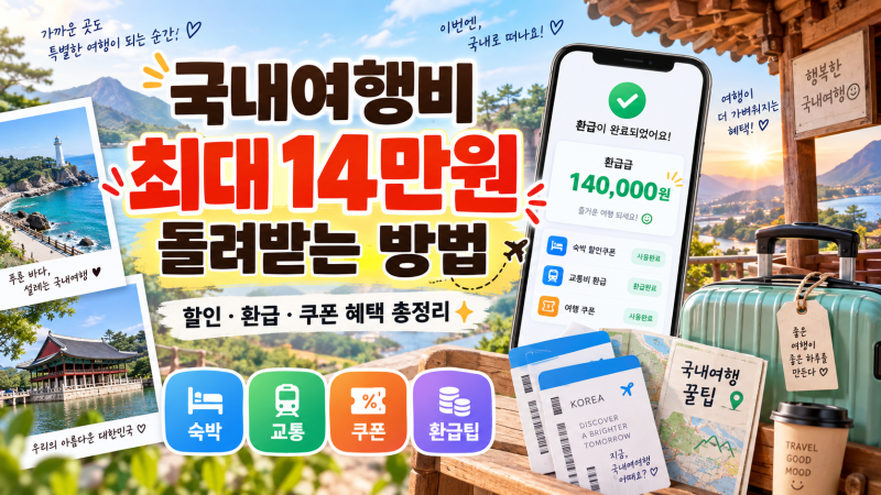 국내여행비 최대 14만원 돌려받는 방법｜2026 반값여행 신청·지역 총정리