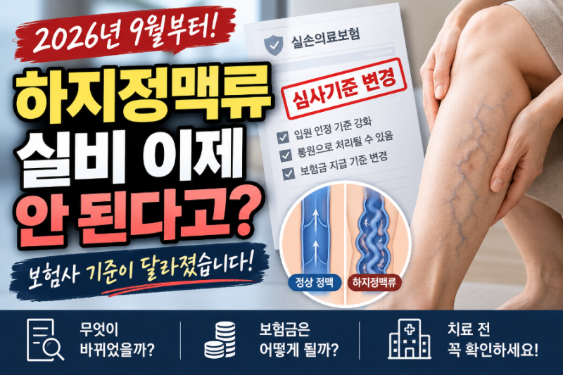 하지정맥류 실비 이제 안 된다고? 2026년 9월부터 달라진 보험금 기준 알아봤어요