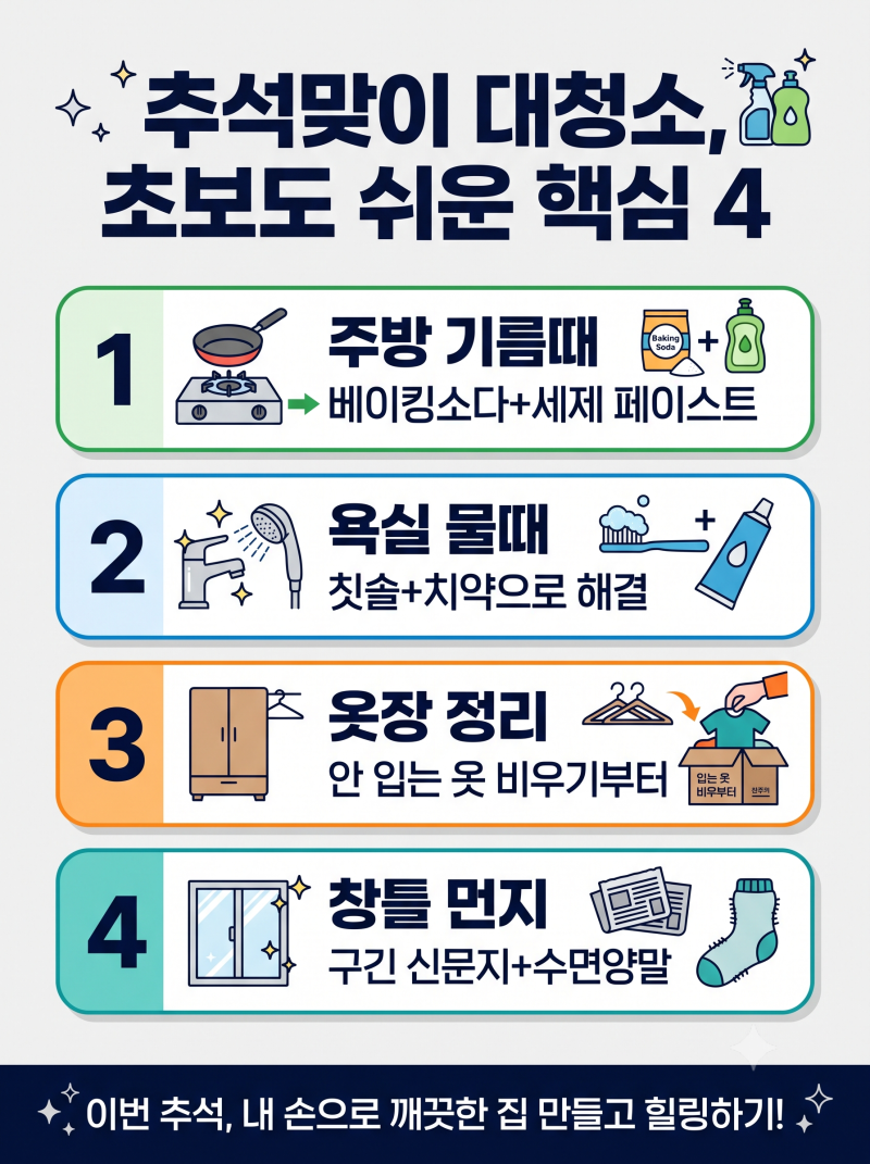 추석맞이 집안 청소 초보도 쉽게 따라하는 공간별 대청소 꿀팁