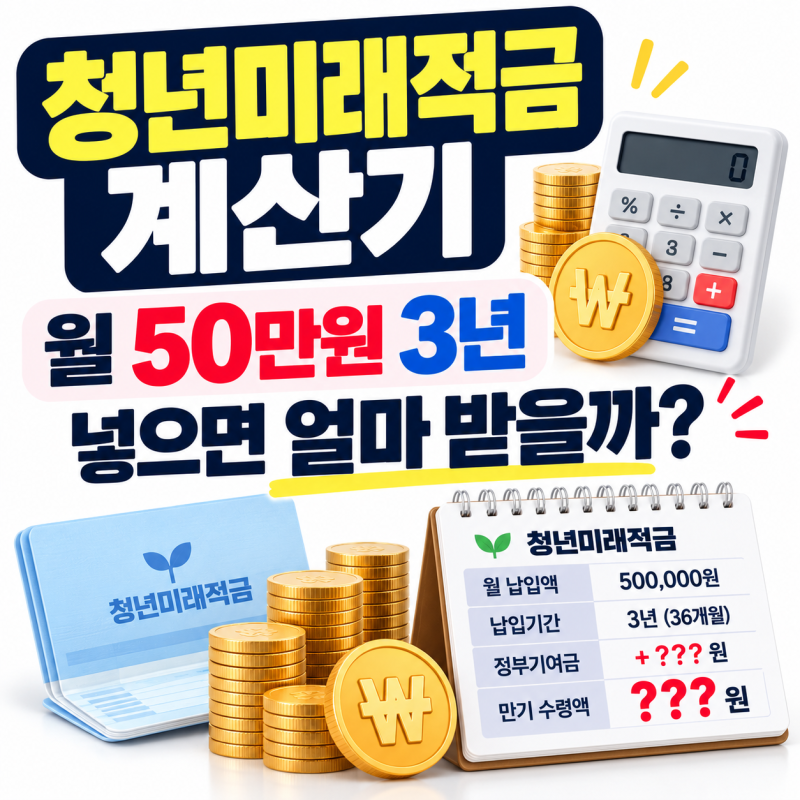 청년미래적금 계산기, 월 50만원 3년 넣으면 얼마 받을까?