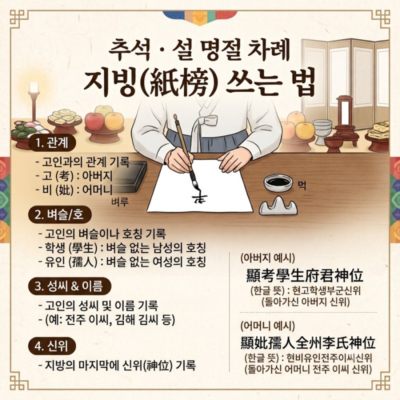 추석/설 명절 차례 지방 쓰는 법 (feat. 지방 의미, 인터넷 지방 출력 방법)