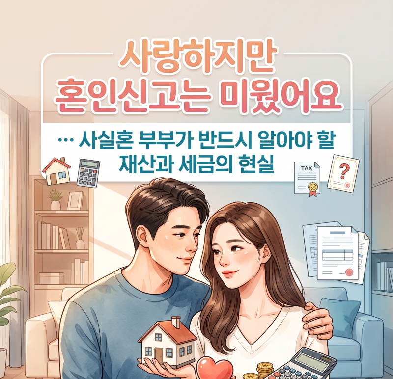 "사랑하지만 혼인신고는 미뤘어요"… 사실혼 부부가 반드시 알아야 할 재산과 세금의 현실