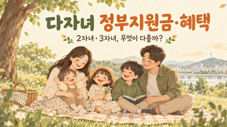 다자녀 정부지원금·혜택 총정리 2자녀와 3자녀, 무엇이 다를까요?
