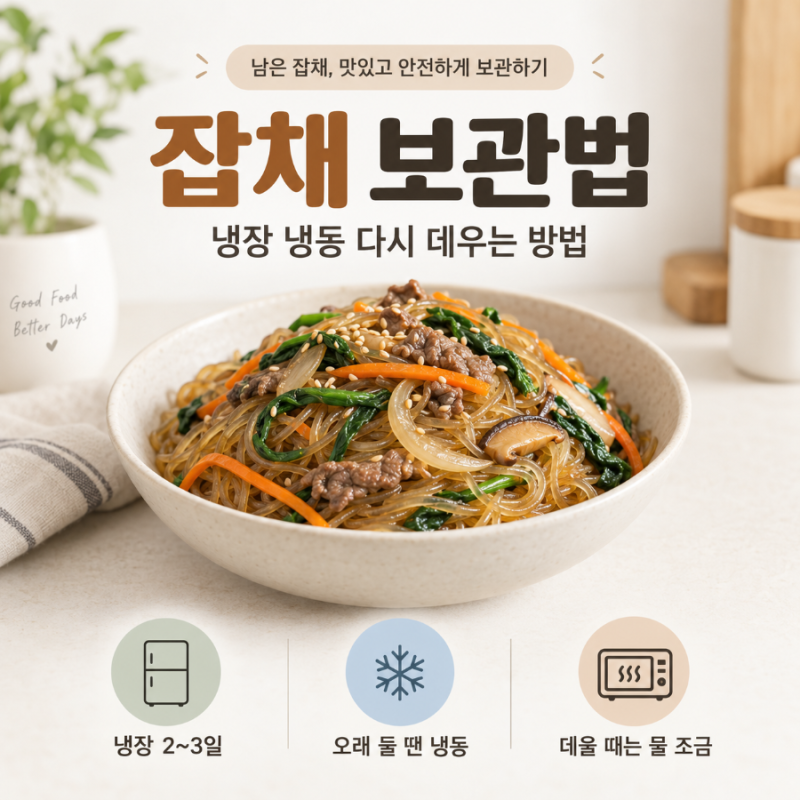 잡채 보관법 냉장 냉동 며칠? 다시 맛있게 데우는 방법