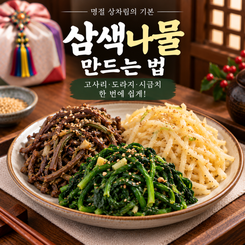 명절 나물 3가지 만드는 법｜고사리·도라지·시금치 삼색나물 한 번에 준비하기