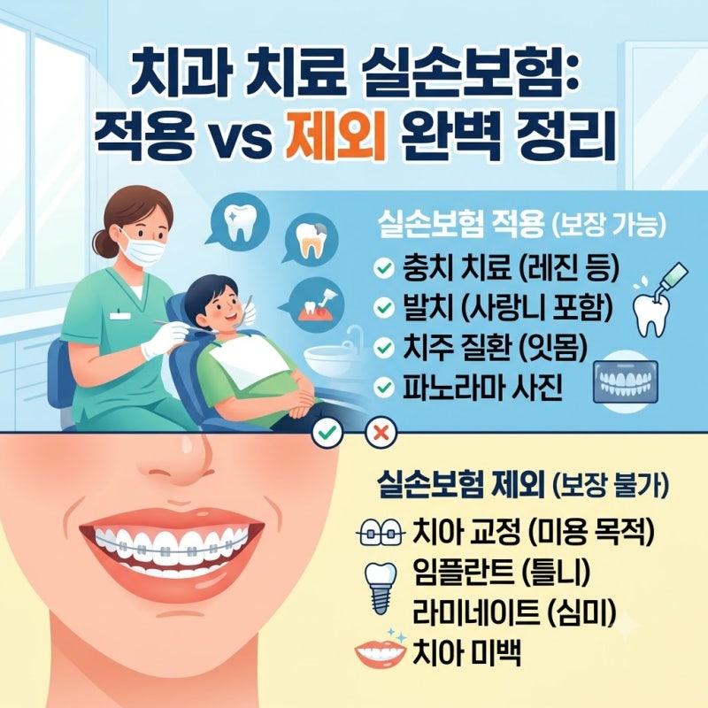 치과 치료 중 실손보험 적용 항목과 제외 항목 정리